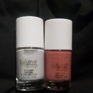 Believe Ultra Shine Nail Polish Shark Tooth 38 & Currently Curious 24 New .34oz